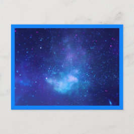 Aqua Sapphire Celestial Galaxy Blå Kant Foto Vykort