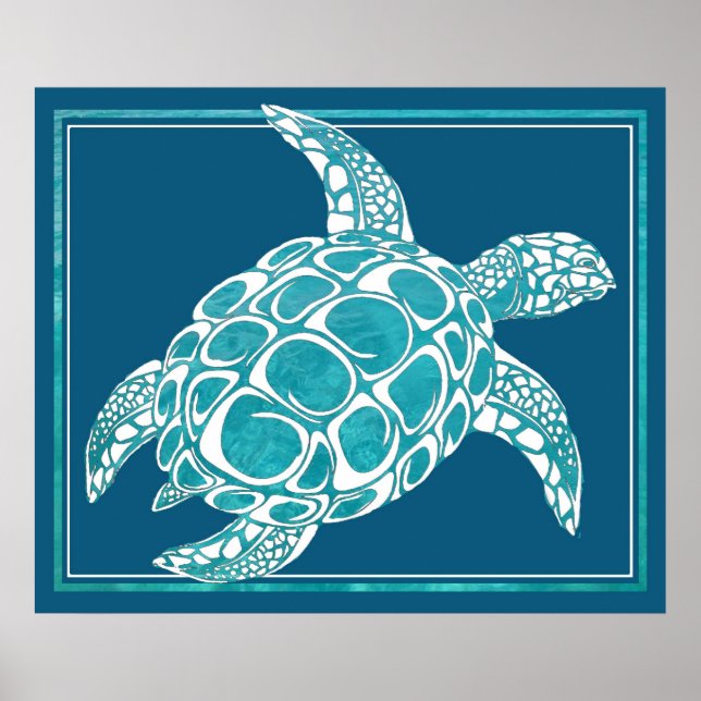 Aqua Sea Turtle Poster (Framsidan)