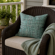 Aqua Seafoam Blå Grön Grå Boucle Vävd Mönster