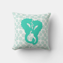 Aqua Seahorse Pair på Blue Dots Kudde