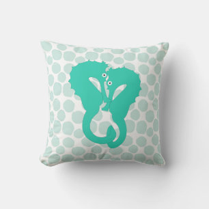 Aqua Seahorse Pair på Blue Dots Kudde