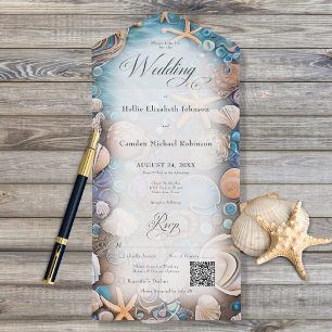 Aqua Seashell Rustic Beach QR-kod