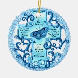 Aqua Serenity Cross keramiskt runt ornament