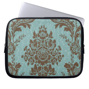 Aqua Sienna Damask Laptop Fodral