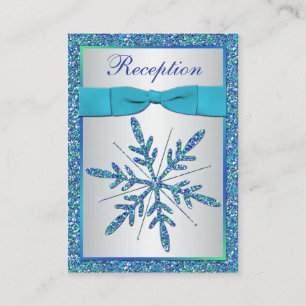 Aqua, Silver, Blue Snowflake-höljeskort Tilläggskort
