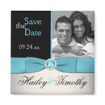 Aqua, Silver och Black Save the Date Photo Magnet