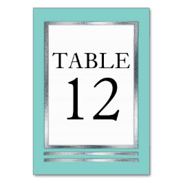 Aqua | Silver | Vit modern enkel Elegant Bordsnummer