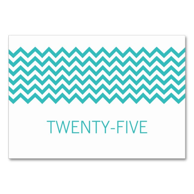 Aqua Simple Chevron Bord Card Bordsnummer (Framsidan)