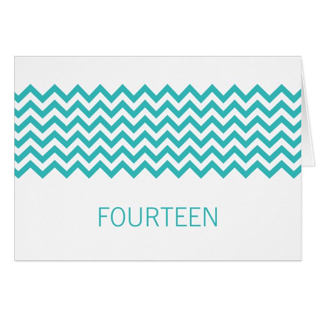 Aqua Simple Chevron Bordsnummer Card Hälsningskort (Framsidan Horizontal)