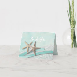 Aqua sjöstjärna och band Tack Kort