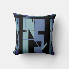Aqua Slate Blue Black Southwest Art look Mosaic Kudde