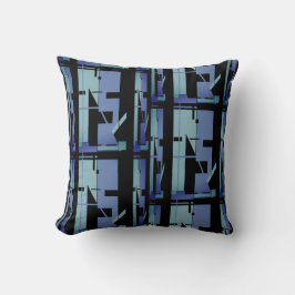 Aqua Slate Blue Black Southwest look Large Mosaic Kudde