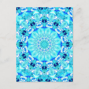 Aqua Snöre, ömtålig, Abstrakt Mandala Vykort