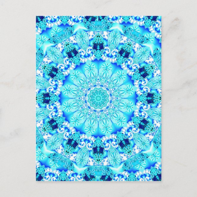 Aqua Snöre, ömtålig, Abstrakt Mandala Vykort (Framsida)