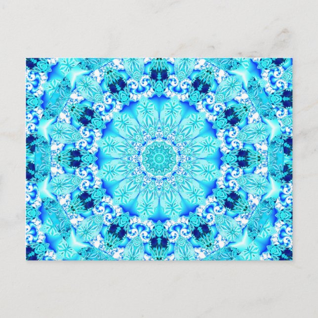 Aqua Snöre, ömtålig, Abstrakt Mandala Vykort (Framsida)