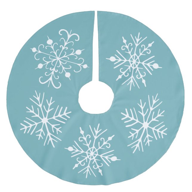 Aqua Snowflake Julgran Skirt Julgransmatta Borstad Polyester (Framsidan)