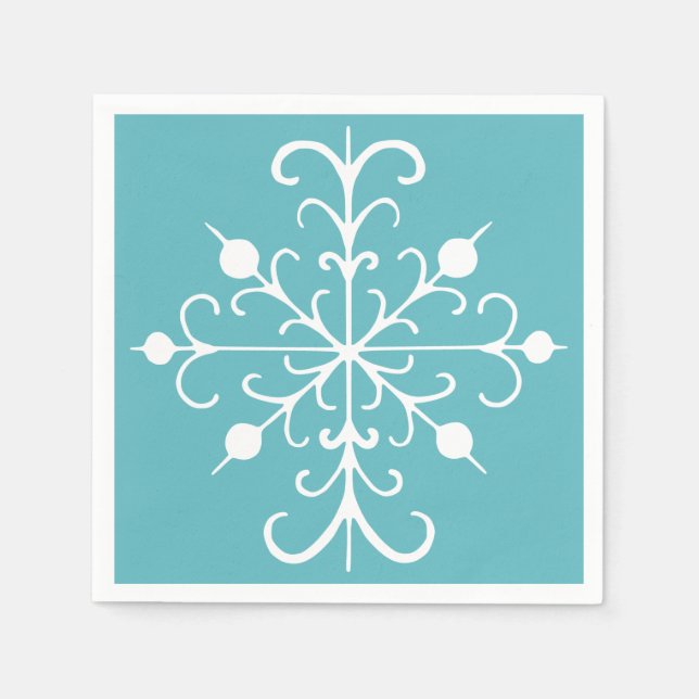Aqua Snowflake Napkins Pappersservett (Framsidan)
