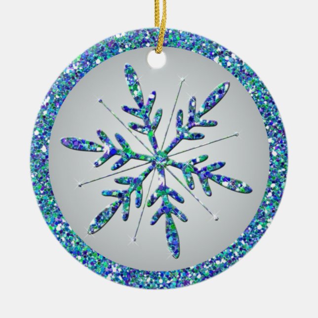 Aqua Snowflake Photo Quinceañera Keepsak Ornament (Framsidan)