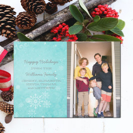 Aqua Snowflake Swirls Helgdag Photo Flat Card Julkort