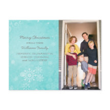 Aqua Snowflake Swirls Helgdag Photo Postcard