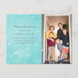Aqua Snowflake Swirls Helgdag Photo Postcard Helg Vykort