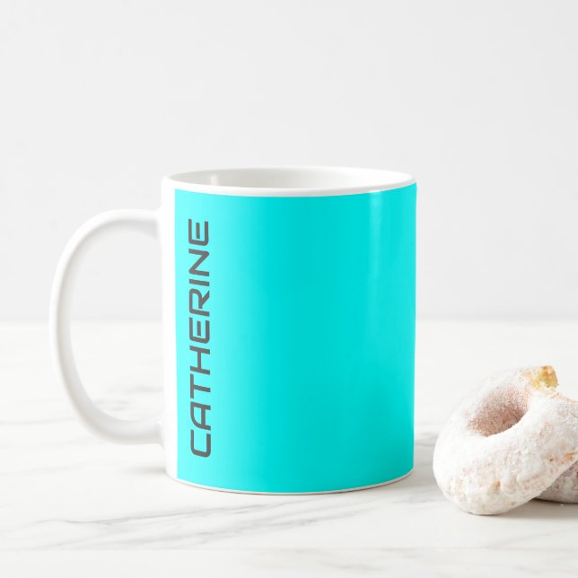 Aqua Solid Färg Personlig Kaffemugg (Med munk)