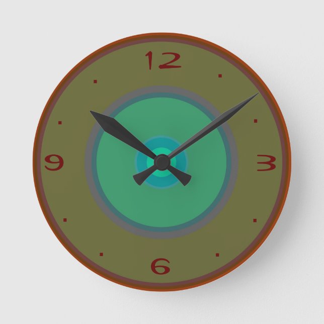 Aqua som är röd, grön >Plain WallClocks för Moss Rund Klocka (Framsida)