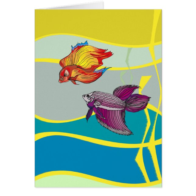Aqua Sparring Betta Fish Hälsningskort (Framsidan)