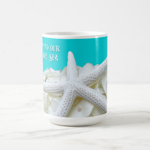 Aqua Starfish Blommigt Beach House Personlig mugg