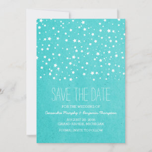 Aqua Starry Night Save Date Inbjudan