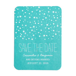 Aqua Starry Night Save Date Premium Magnet