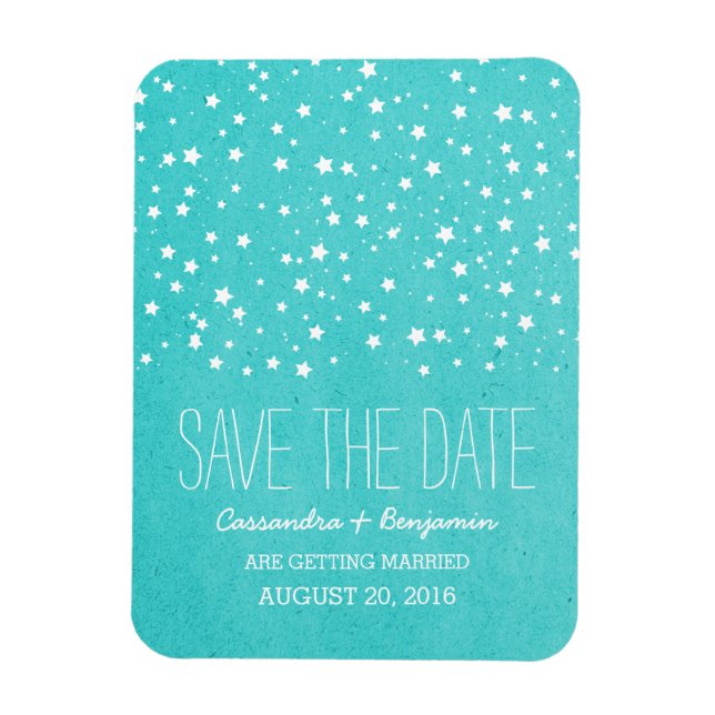 Aqua Starry Night Save Date Premium Magnet (Vertikal)