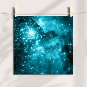 Aqua Stars Färgad Celestial Fotografi Poster
