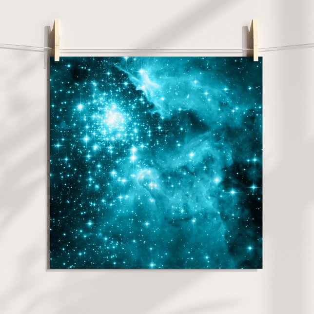 Aqua Stars Färgad Celestial Fotografi Poster (Aqua Stars Tinted Celestial Photo Poster)