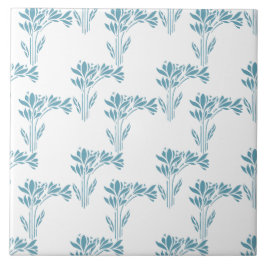 Aqua Stylized Foliage Decorative Kakelplatta