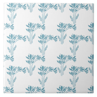 Aqua Stylized Foliage Decorative Kakelplatta