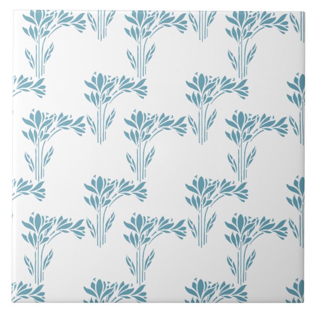 Aqua Stylized Foliage Decorative Kakelplatta (Framsidan)