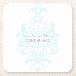 Aqua Subtle Damask Papper Underlägg