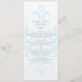 Aqua Subtle Damask Wedding Menu Meny