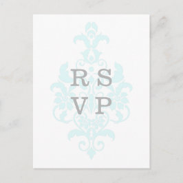 Aqua Subtle Damask Wedding OSA Postcard Inbjudan Vykort