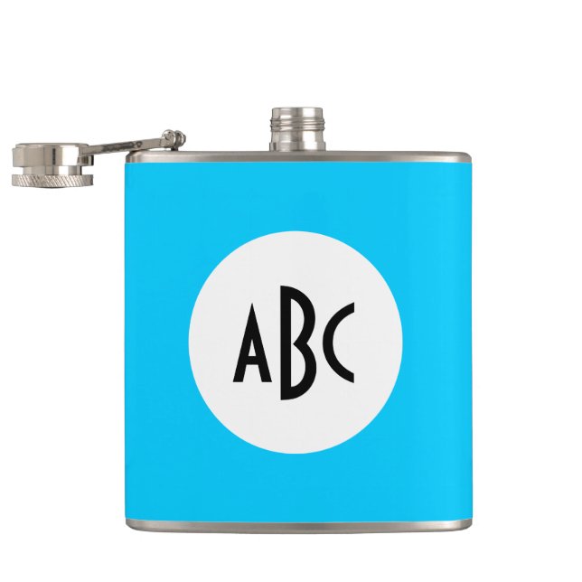 Aqua svart och vit monogram fickplunta (Öppnad)