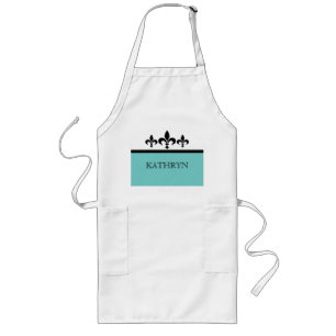 Aqua Swanky Fleur De Lis Apron Långt Förkläde