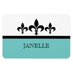 Aqua Swanky Fleur De Lis Flexi Magnet