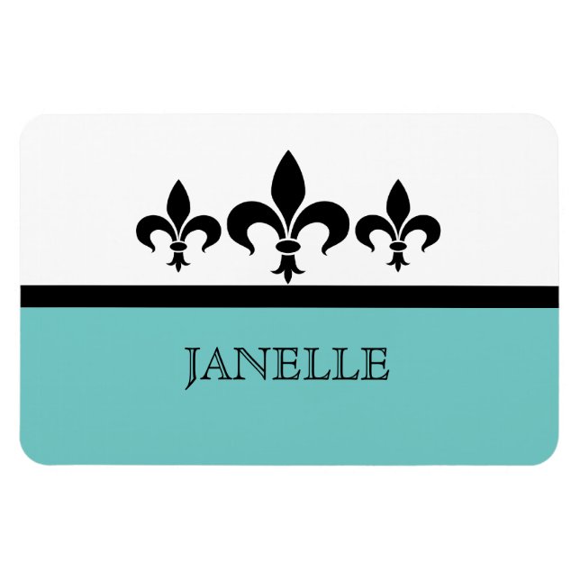 Aqua Swanky Fleur De Lis Flexi Magnet (Horisontell)