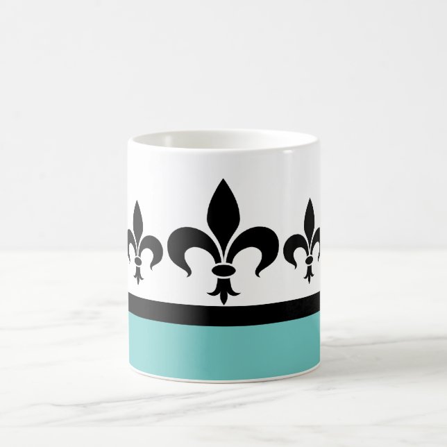 Aqua Swanky Fleur De Lis Mugg (Center)