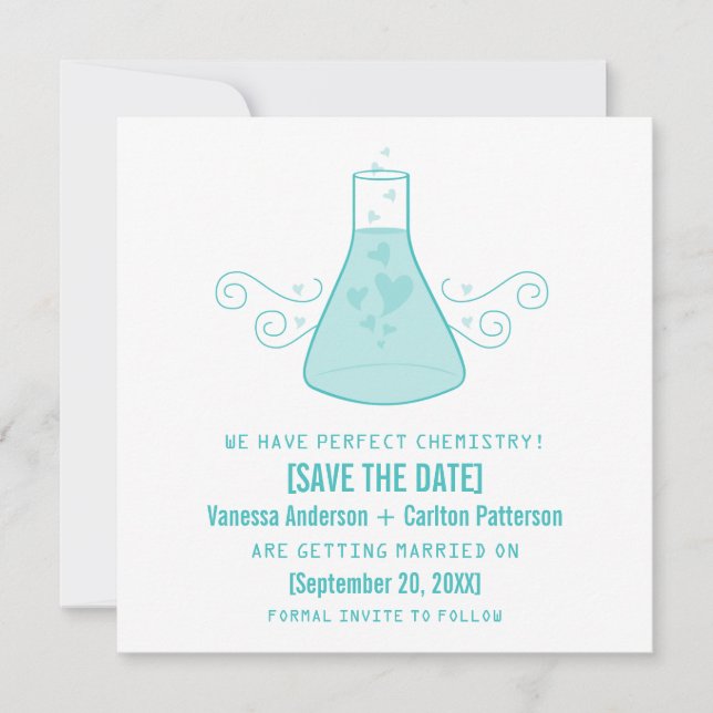 Aqua Sweet Chemistry Save Date Inbjudan (Framsida)
