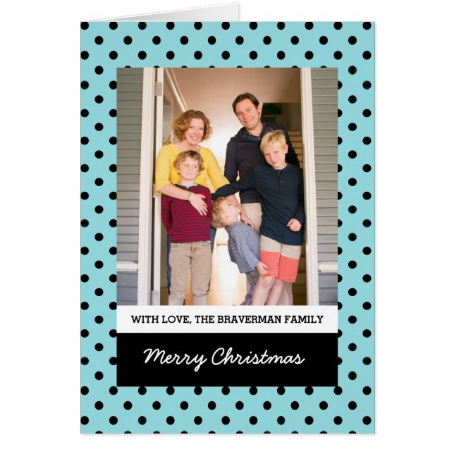 Aqua Sweet Polka Dot Helgdag Photo Greeting Card Hälsningskort (Framsidan)