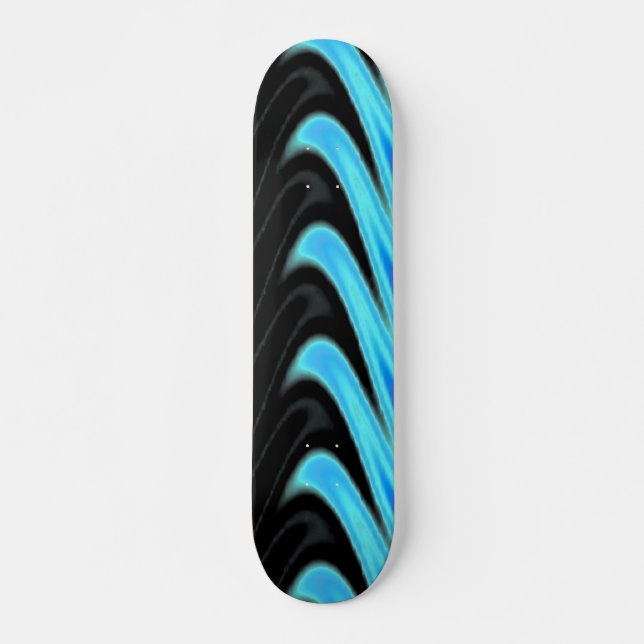 Aqua Swirls på Black Background Skateboard (Framsida)