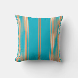 Aqua, Tan och White Rand på en Pillow Kudde