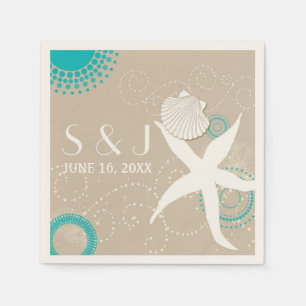 Aqua Tan White Beach Wedding Pappersservett